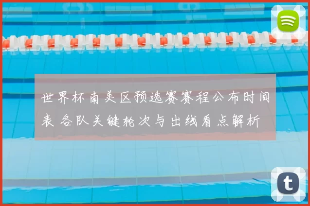世界杯南美区预选赛赛程公布时间表 各队关键轮次与出线看点解析